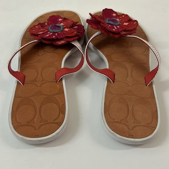 Coach Sandals Womens Larisa Multicolor Leather Floral Throng Flip Flop Size 8 - Picture 5 of 10